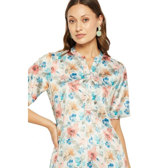 Gypsie Blu Satin Co-Ord Set Floral Printed Pajama Shirt Set 2 Piece for Ladies - Picture 4 of 7